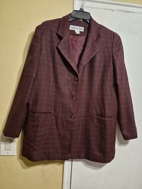 Adolfo Studio Women's Burgundy Tweed Skirt Set Size 14